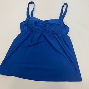 Alex Marie Womens Tankini Top Padded Loose Swimsuit Solid Blue Size 10